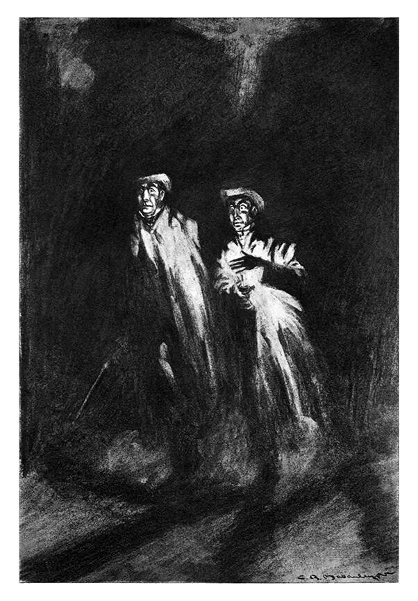 Macauley, Charles Raymond. Tossed the light of the candle to and fro about their steps. 1904. The Strange Case of Dr. Jekyll and Mr. Hyde, by Robert Louis Stevenson, Scott-Thaw Company. Old Book Illustrations, https://www.oldbookillustrations.com/illustrations/tossed-light-candle/. [oldbookill...ations.com] 